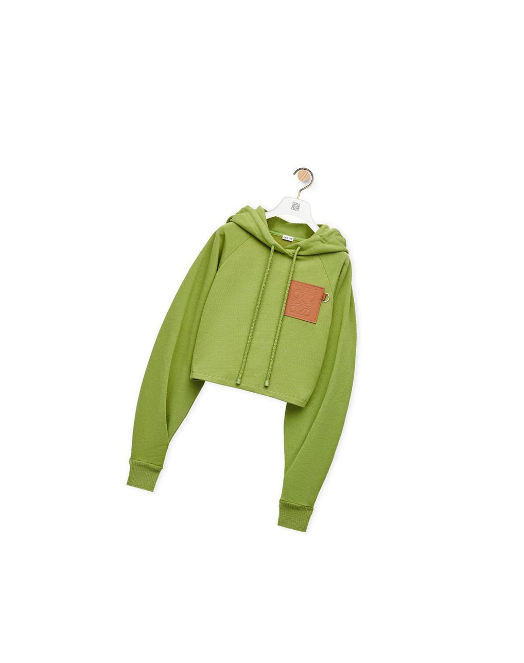 Loewe Anagram cropped hoodie in cotton Vert | 1852ZYKSL