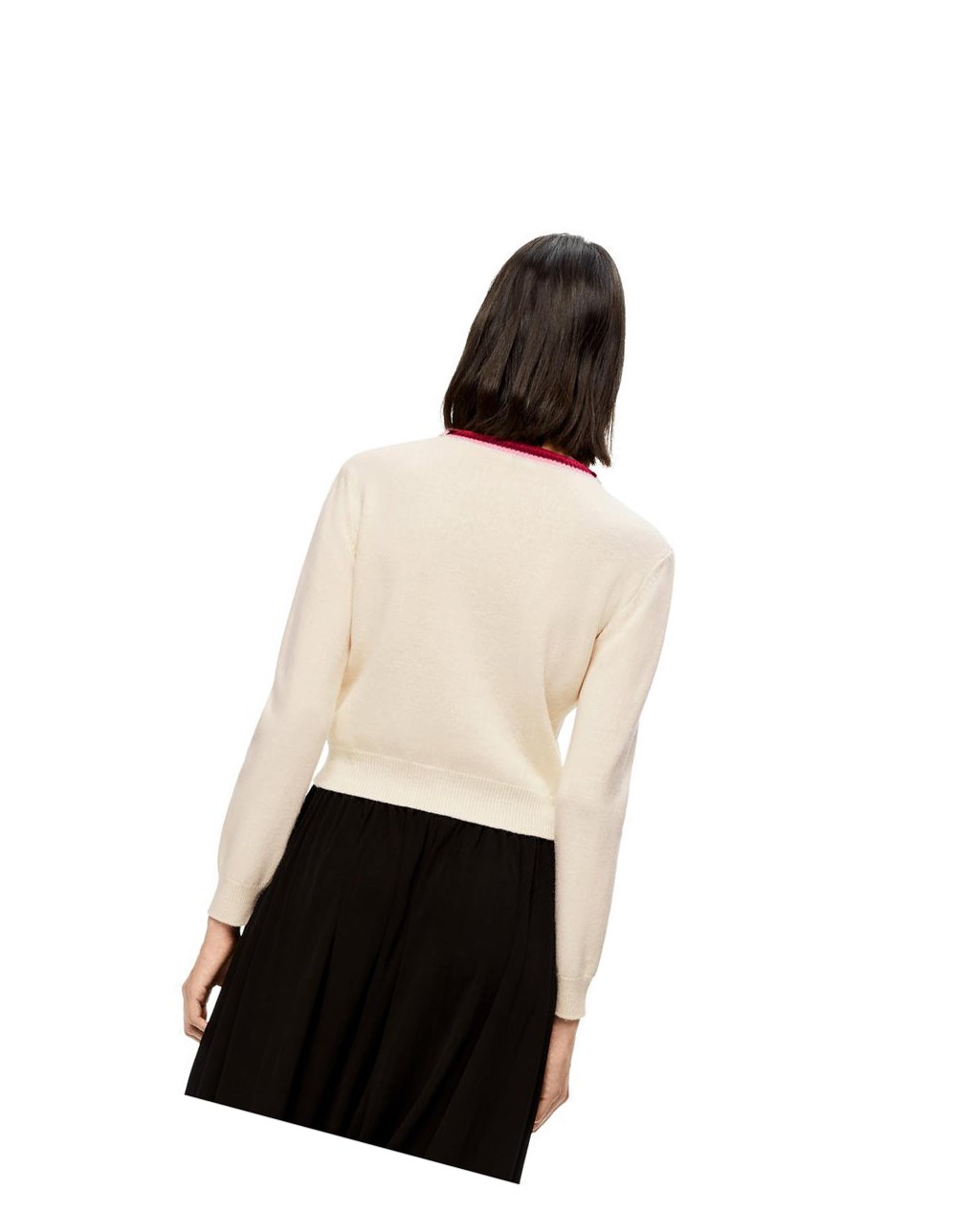 Loewe Anagram cropped sweater in wool Blanche | 5479DEZCO