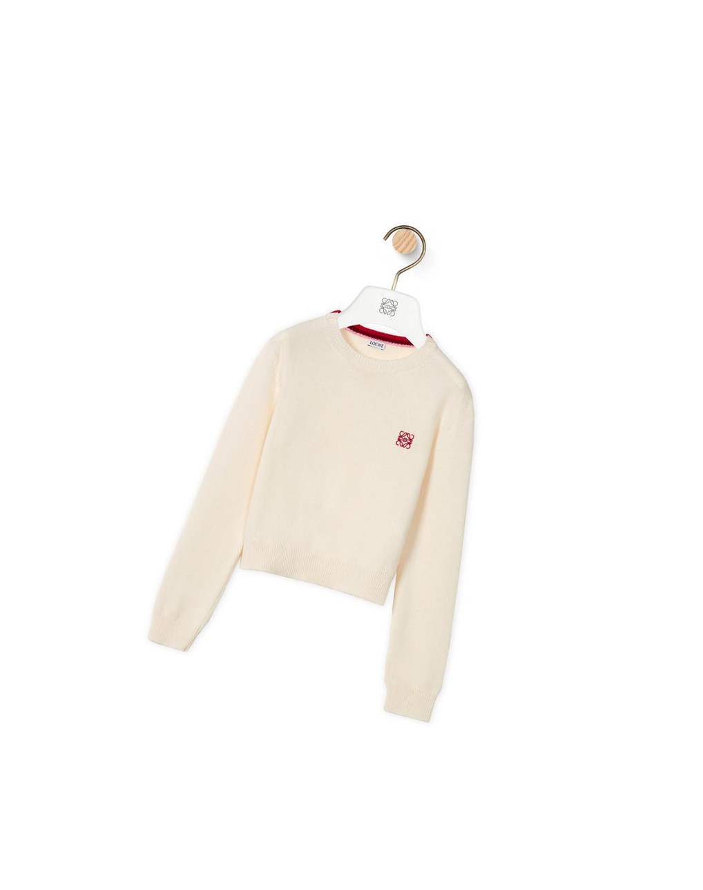 Loewe Anagram cropped sweater in wool Blanche | 5479DEZCO