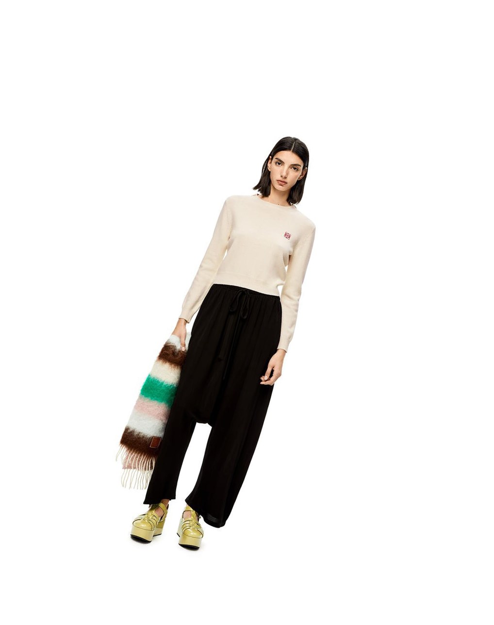 Loewe Anagram cropped sweater in wool Blanche | 5479DEZCO