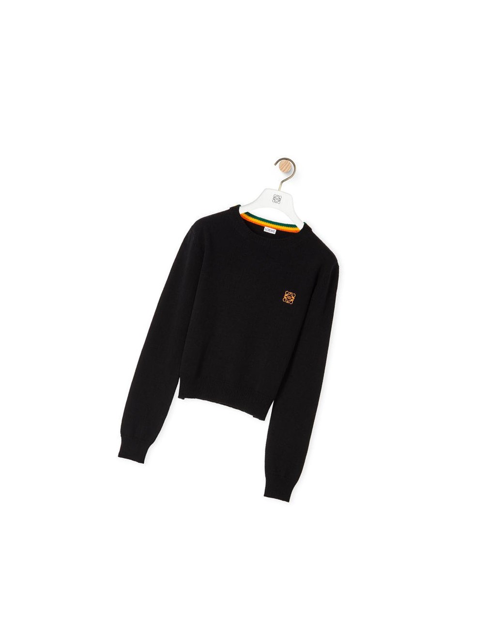 Loewe Anagram cropped sweater in wool Noir | 6931VFDUJ