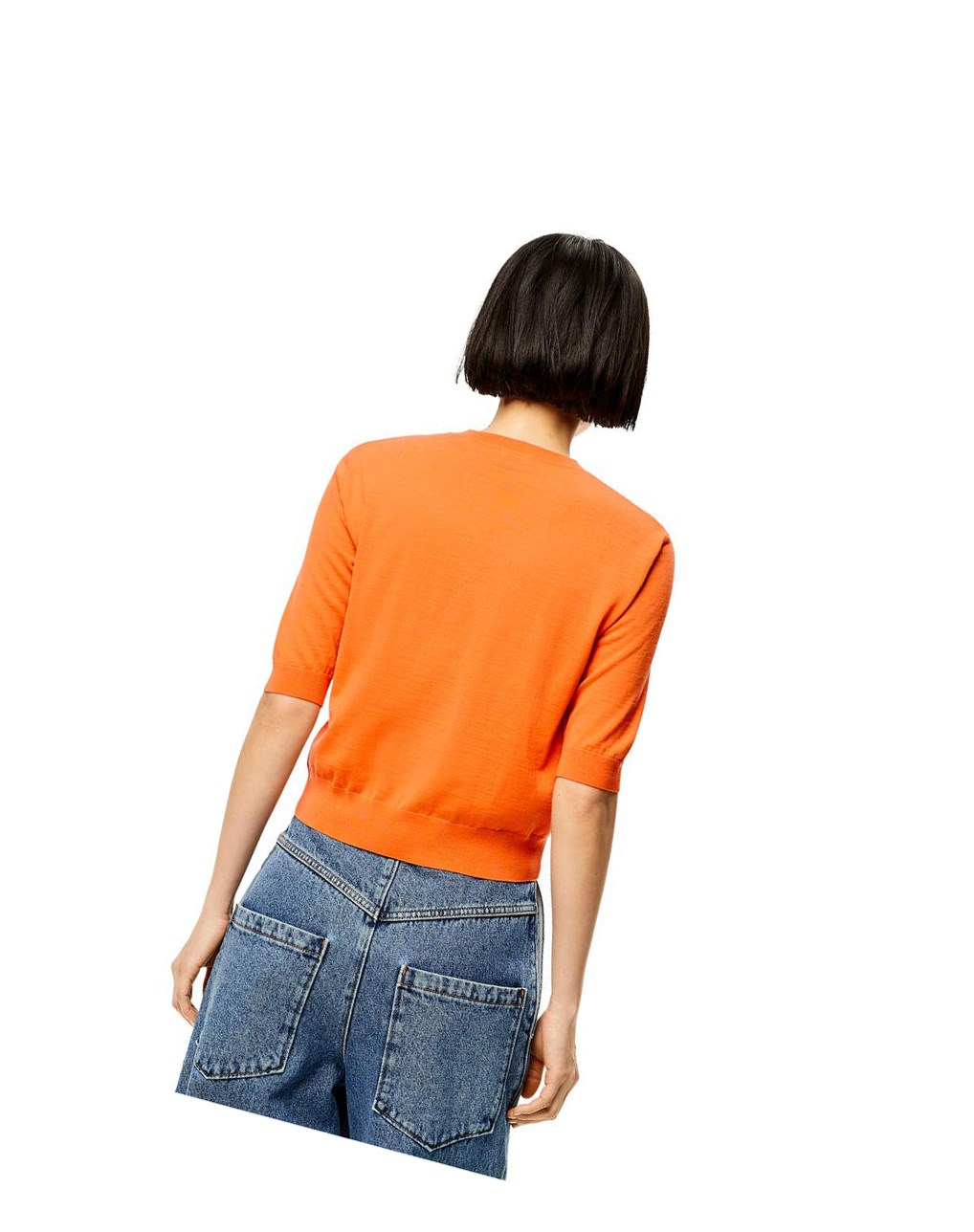 Loewe Anagram cropped sweater in wool Orange | 7493OQAPD