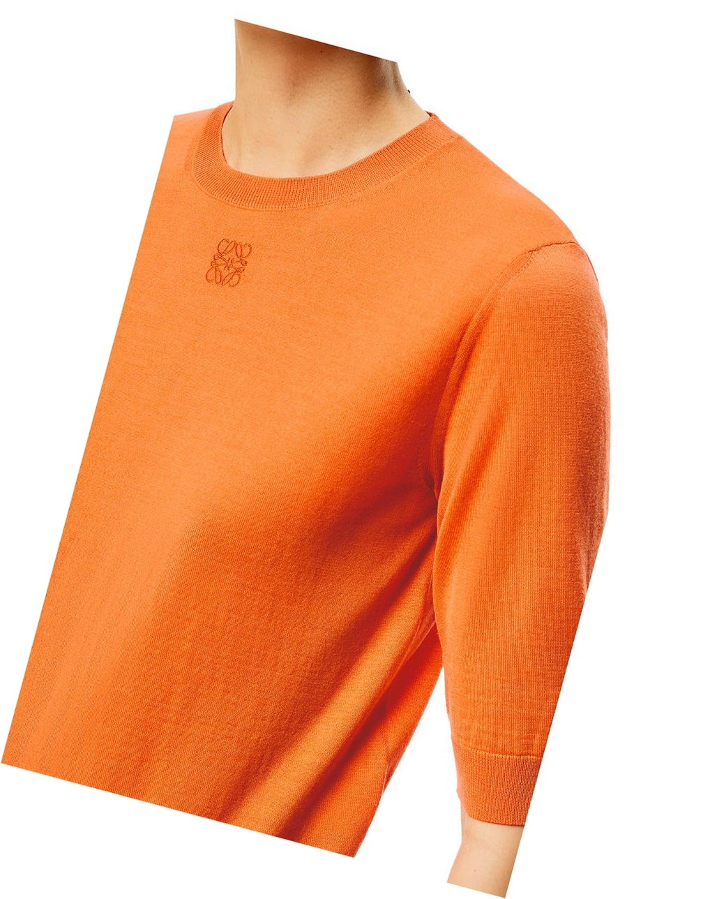 Loewe Anagram cropped sweater in wool Orange | 7493OQAPD