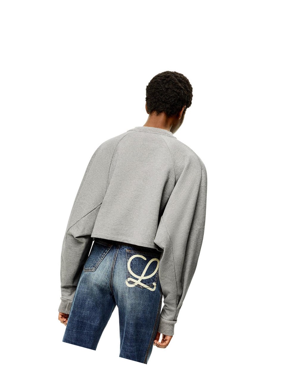 Loewe Anagram cropped sweatshirt in cotton Grise | 0213SLKHZ