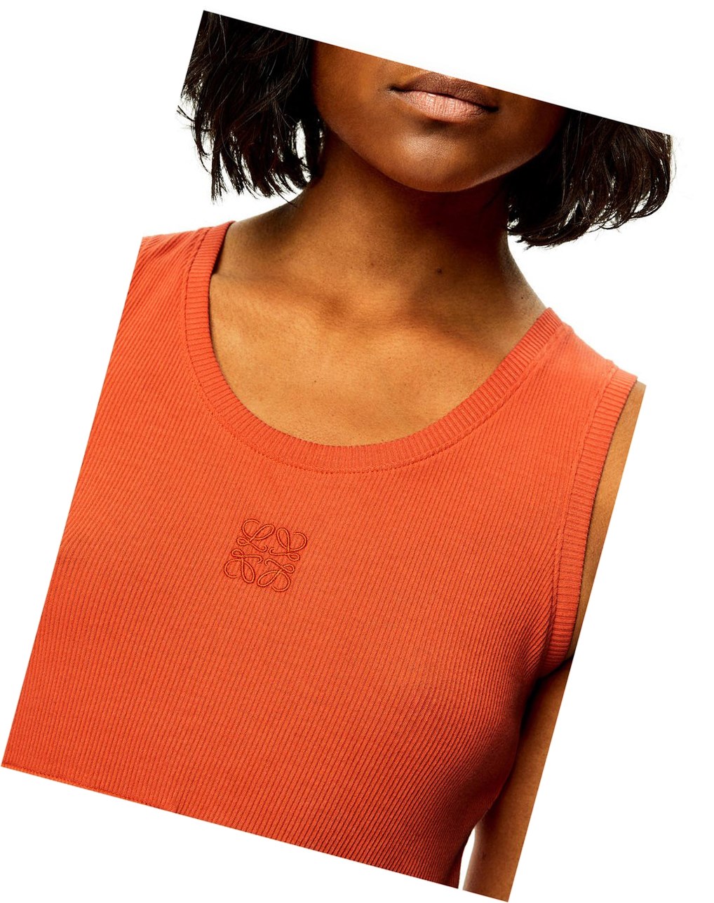 Loewe Anagram cropped tank top in cotton Orange | 3082GDKEX