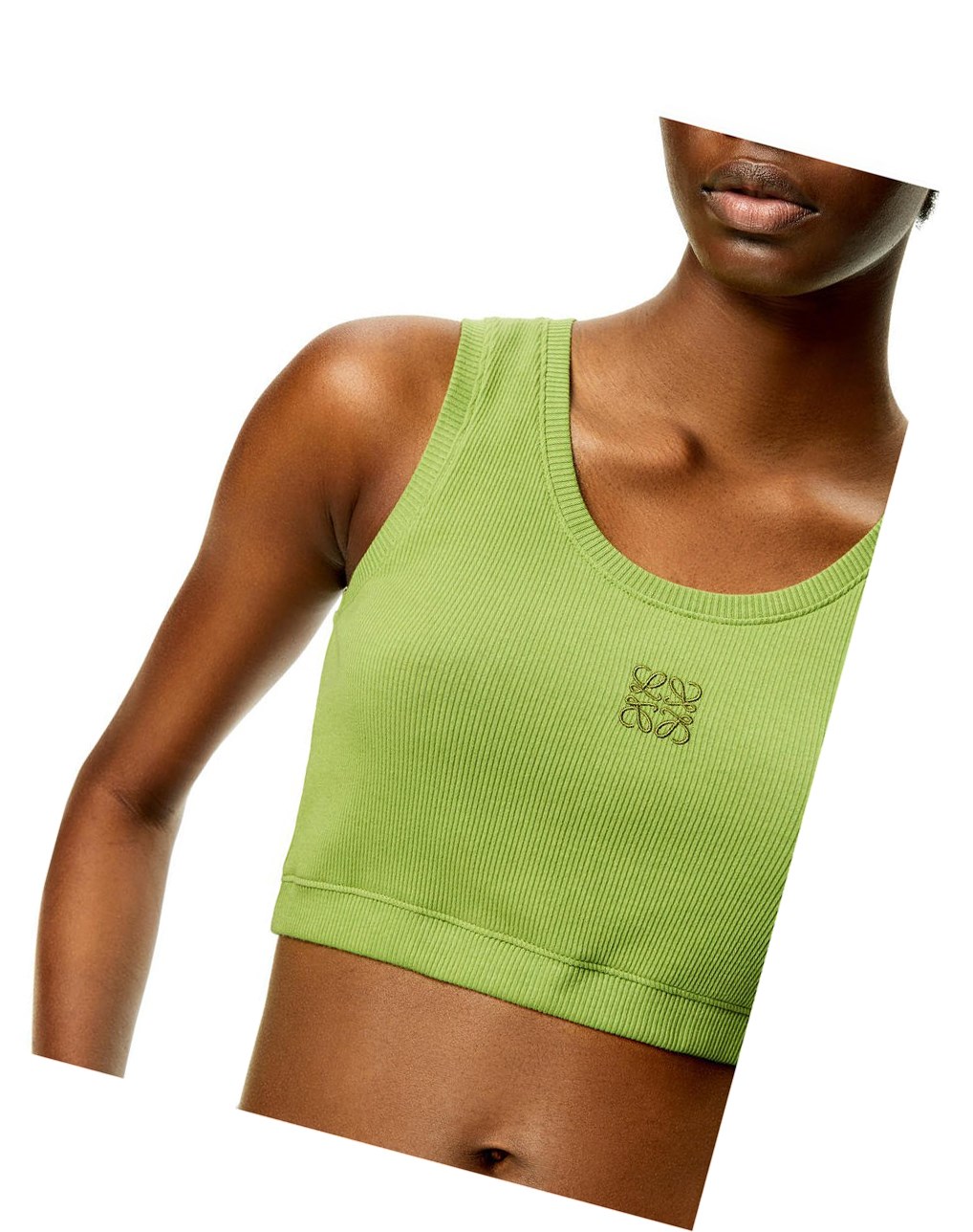 Loewe Anagram cropped tank top in cotton Vert | 9130OBNZU