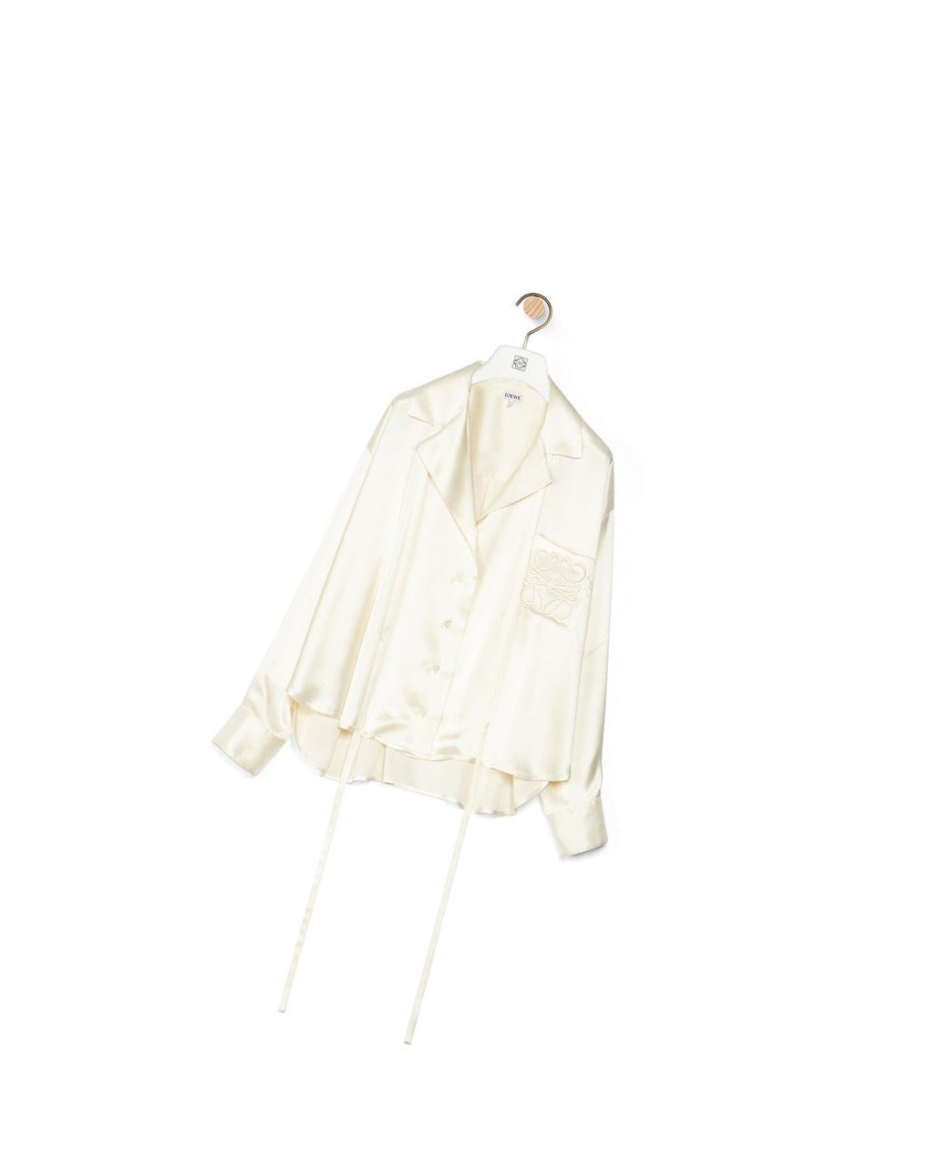 Loewe Anagram embroidered pyjama blouse in satin Blanche | 2045KVJSA