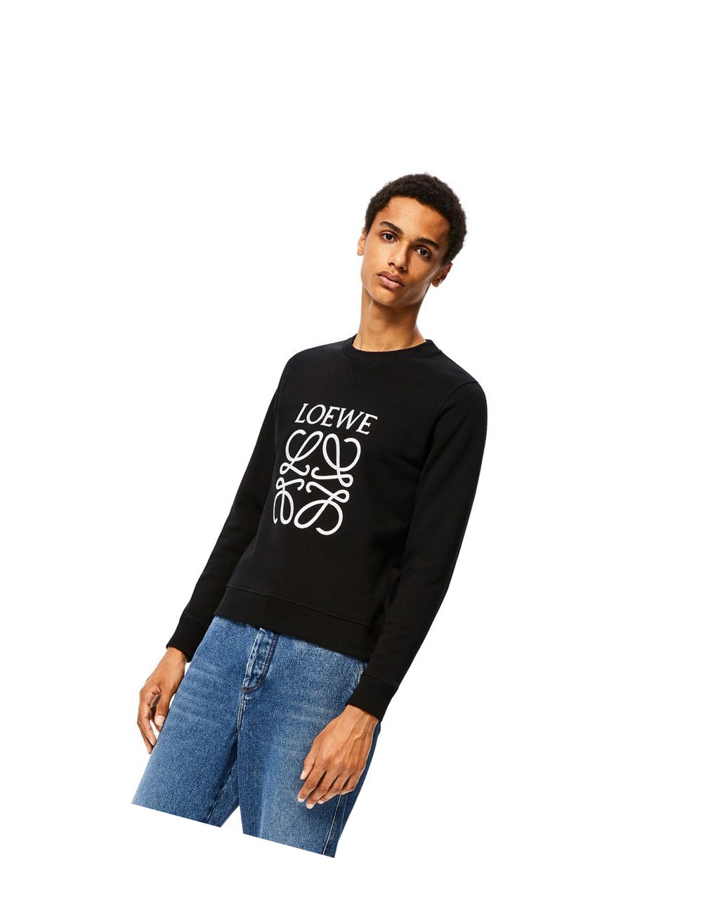 Loewe Anagram embroidered sweatshirt in cotton Noir | 1208XDBWQ