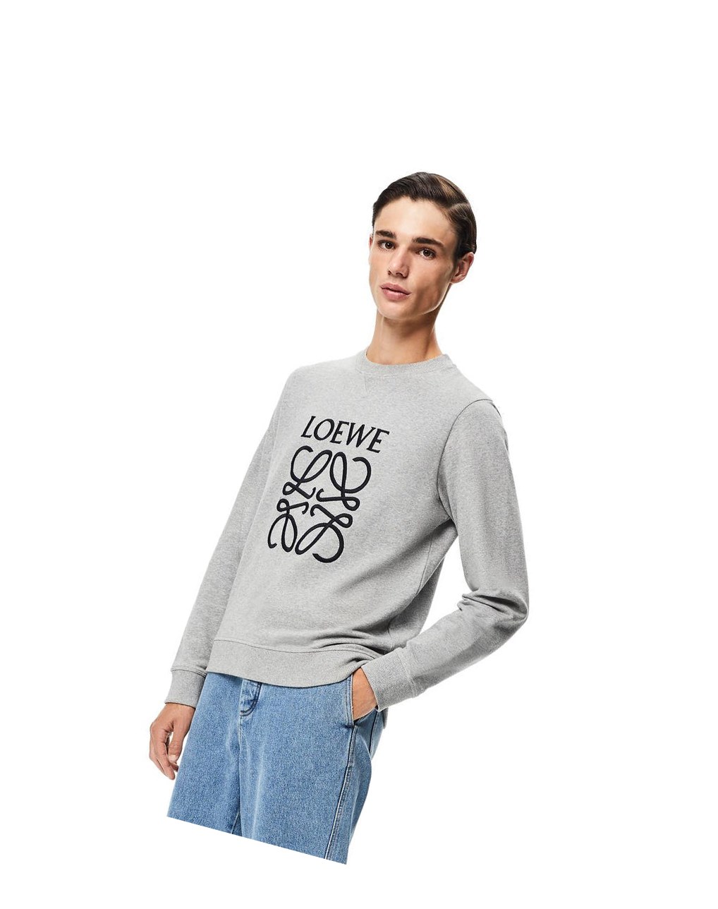 Loewe Anagram embroidered sweatshirt in cotton Grise | 3281SNOZU