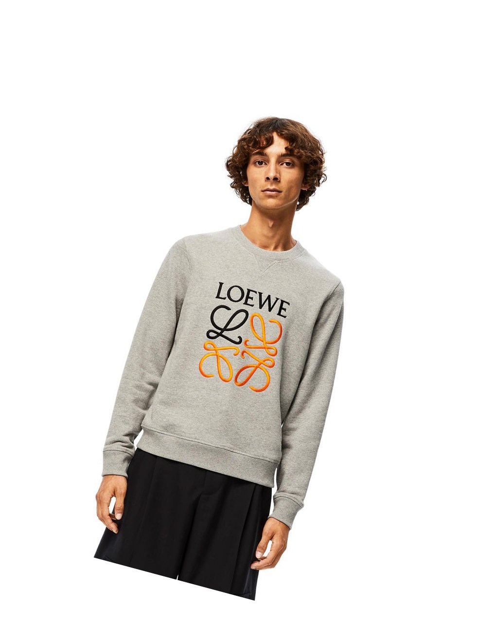 Loewe Anagram embroidered sweatshirt in cotton Grise | 7659BLIYW