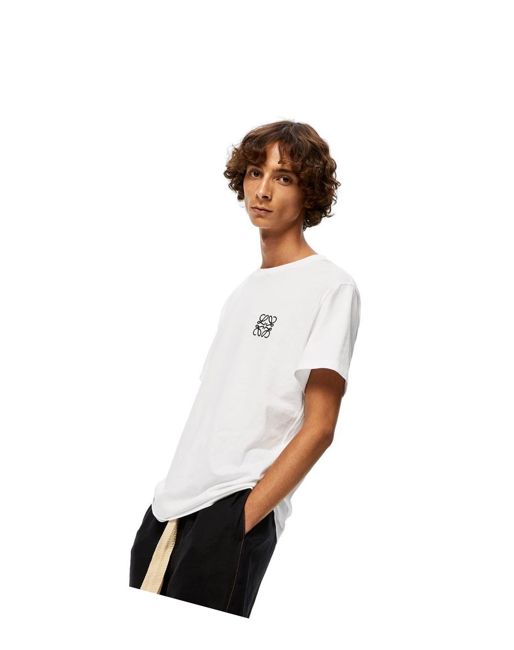 Loewe Anagram embroidered t-shirt in cotton Blanche | 4728KMXFH