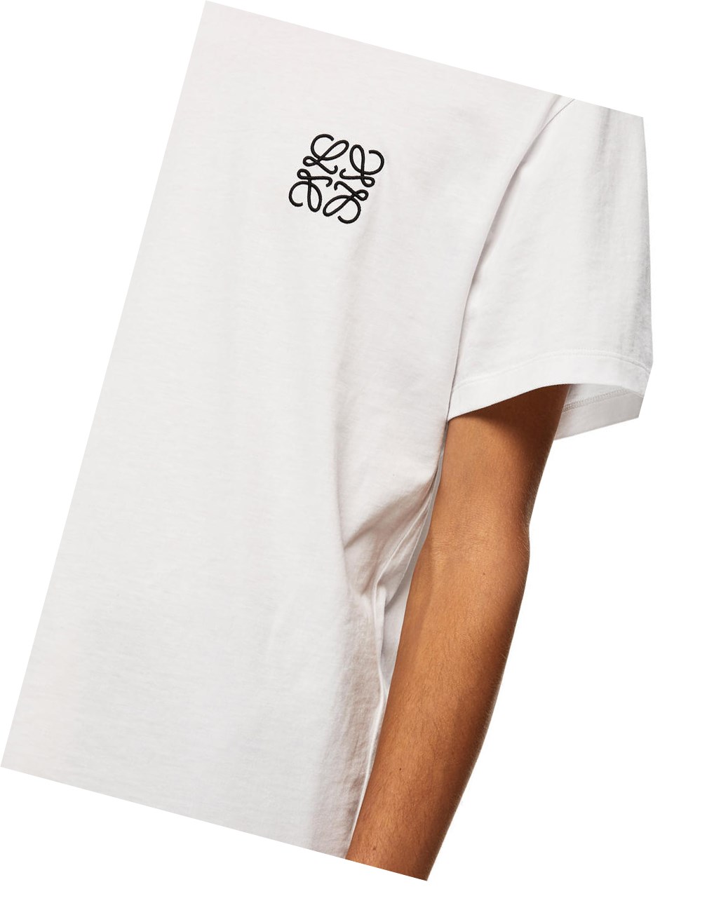 Loewe Anagram embroidered t-shirt in cotton Blanche | 4728KMXFH