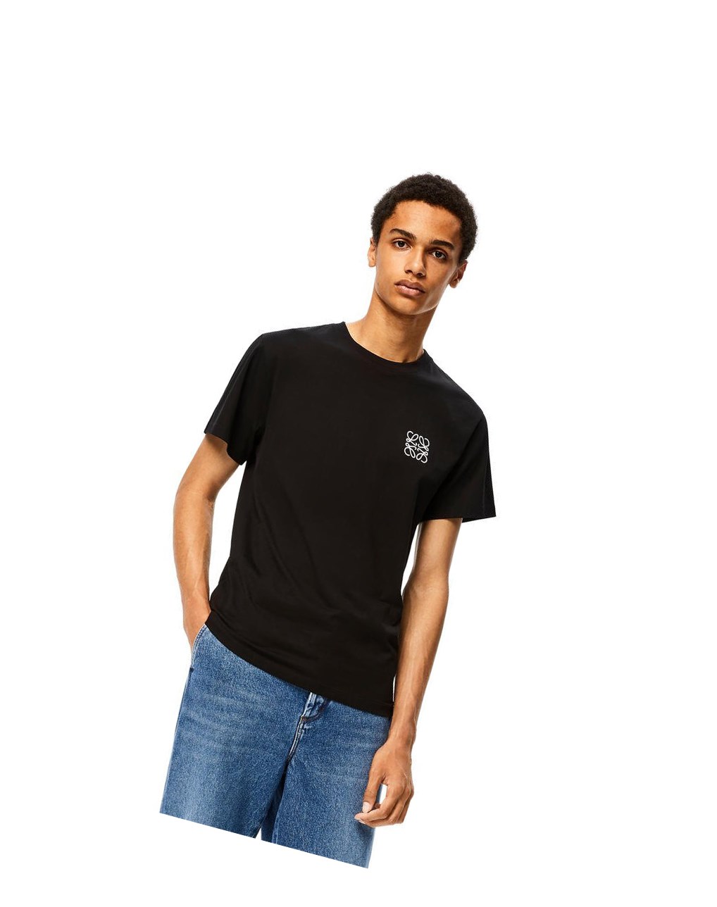 Loewe Anagram embroidered t-shirt in cotton Noir | 9754YAUOF