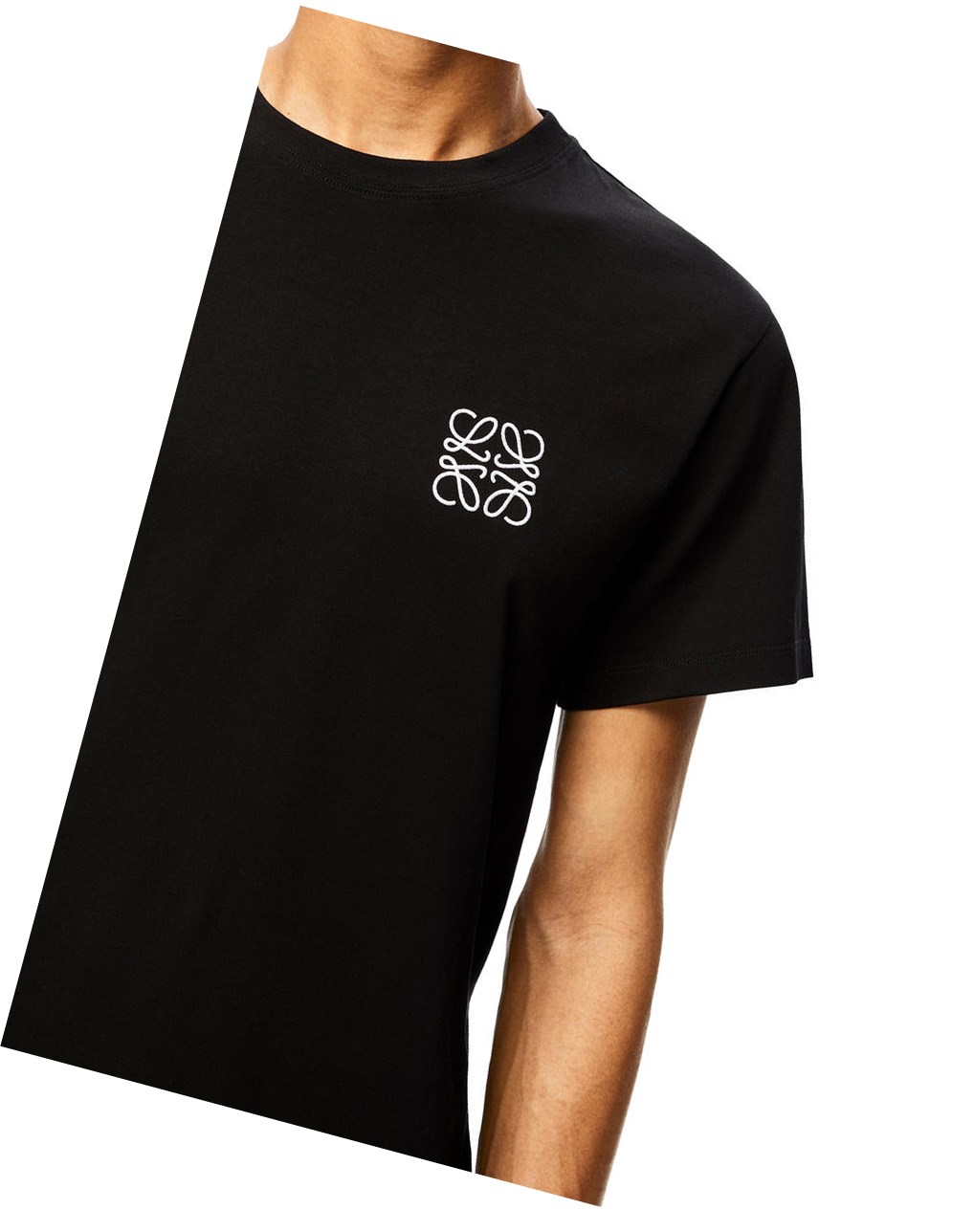 Loewe Anagram embroidered t-shirt in cotton Noir | 9754YAUOF