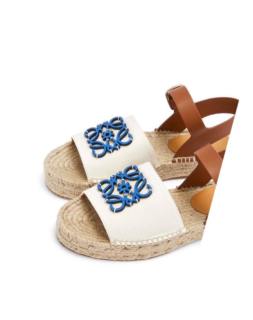 Loewe Anagram espadrille in canvas and calfskin Bleu | 5634TOINZ