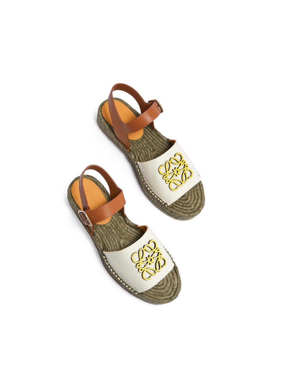 Loewe Anagram espadrille in canvas and calfskin Jaune | 6934XYSCL