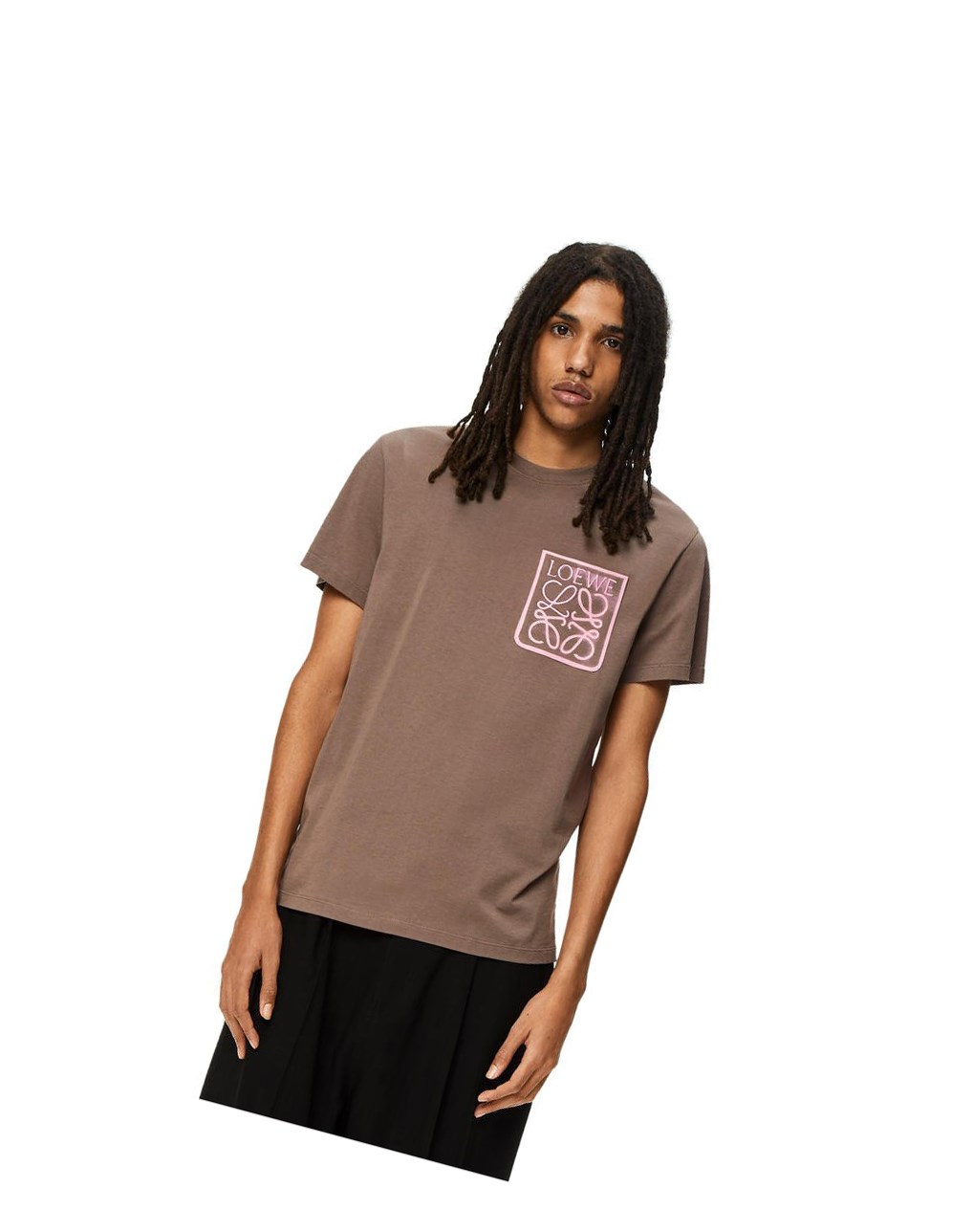 Loewe Anagram fake pocket T-shirt in cotton Grise | 3751CWKBJ