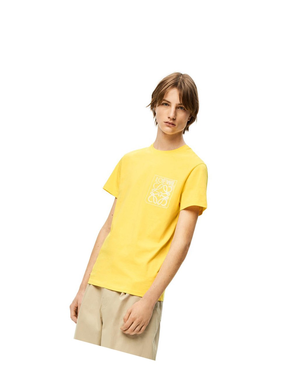 Loewe Anagram fake pocket T-shirt in cotton Jaune | 5218LBRAF