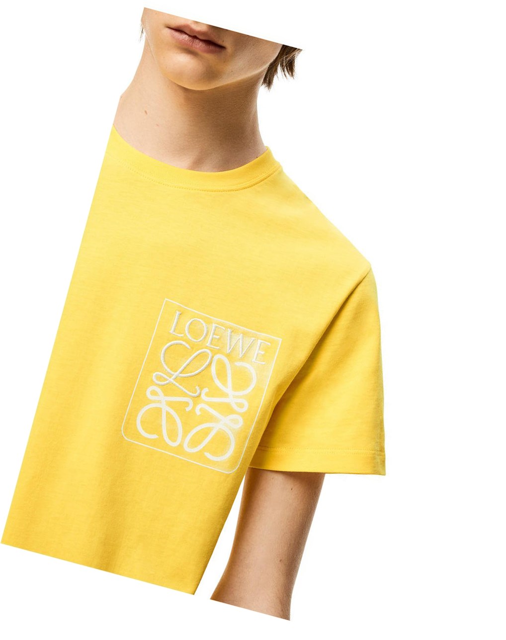 Loewe Anagram fake pocket T-shirt in cotton Jaune | 5218LBRAF