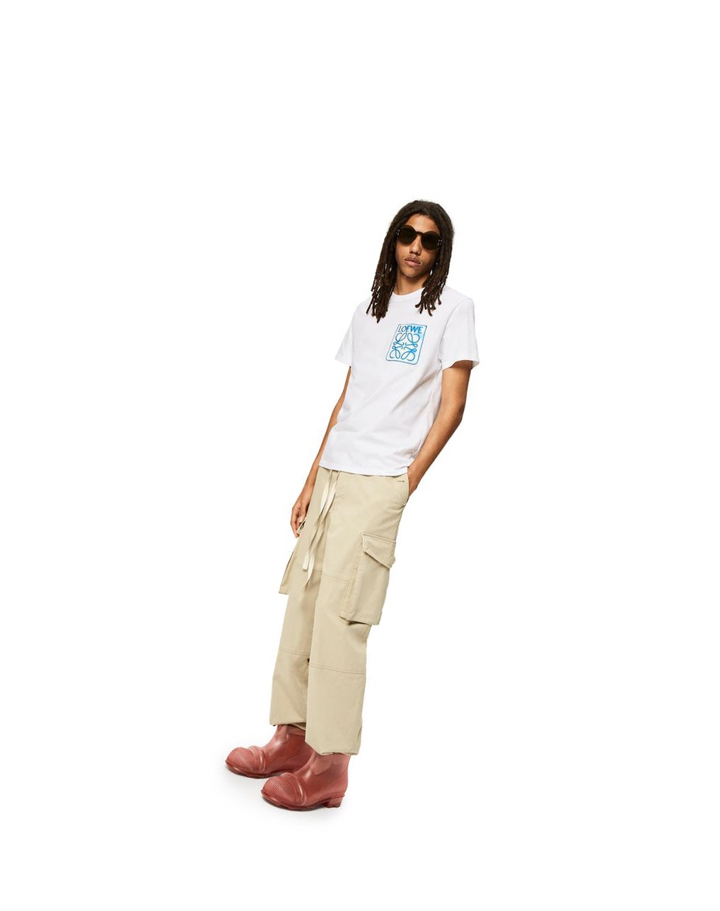 Loewe Anagram fake pocket T-shirt in cotton Blanche | 7912PHTFI