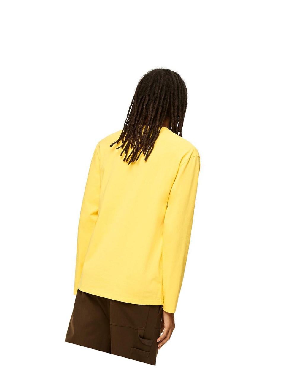 Loewe Anagram fake pocket long sleeve T-shirt in cotton Jaune | 5912CBHWD