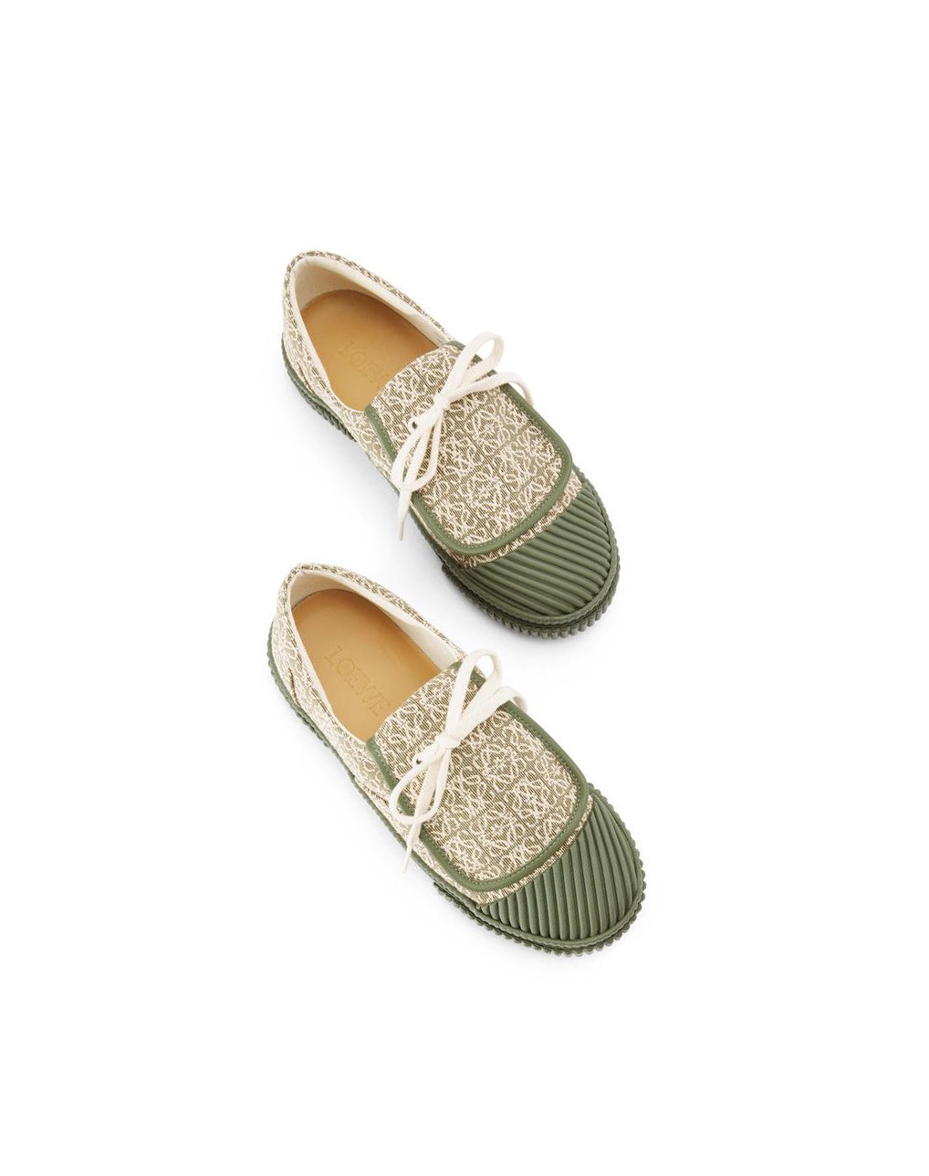 Loewe Anagram flap sneaker in jacquard and calfskin Vert Vert | 9105HXLMF