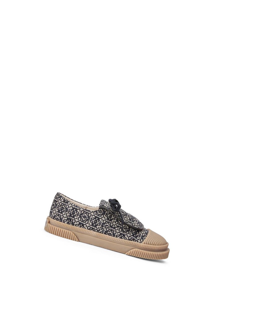 Loewe Anagram flap sneaker in jacquard and calfskin Bleu Marine Noir | 9471SQPBD