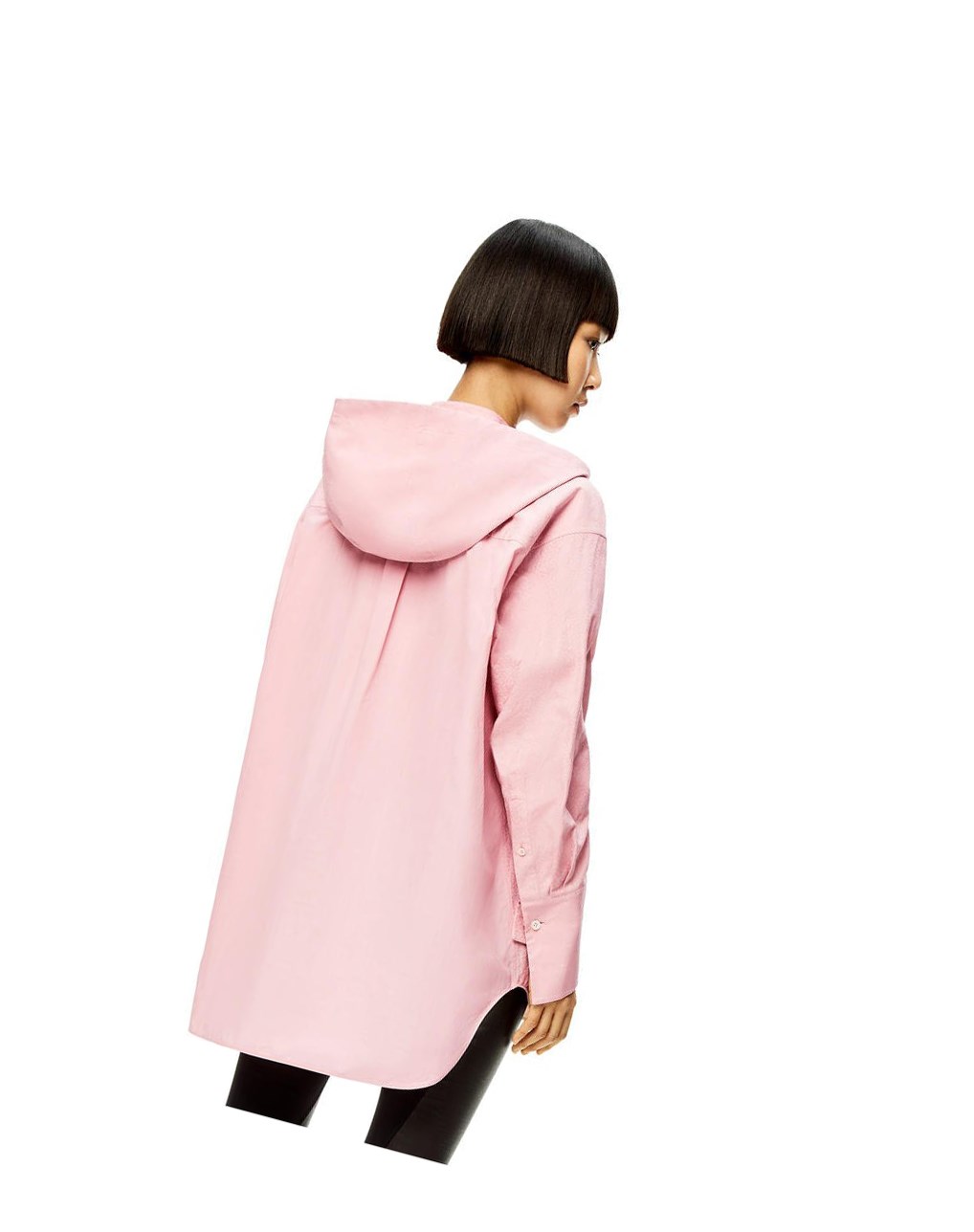 Loewe Anagram hooded shirt in cotton Rose | 0193MPVHX