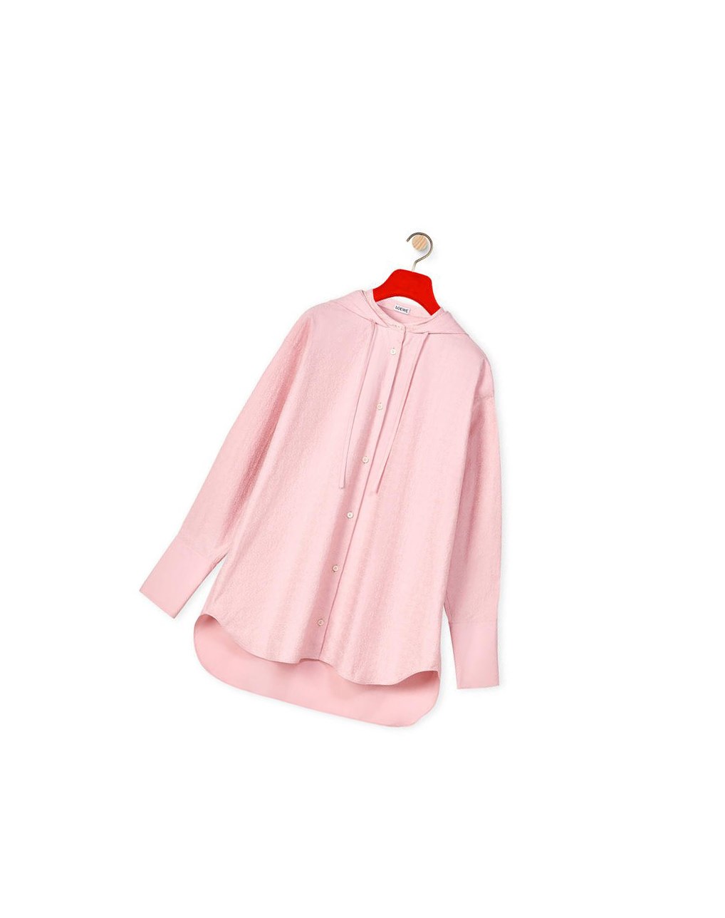 Loewe Anagram hooded shirt in cotton Rose | 0193MPVHX