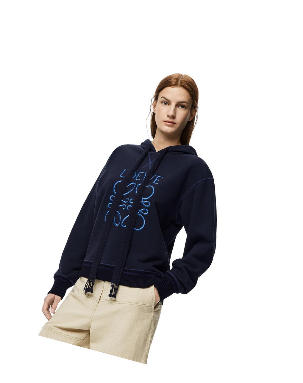 Loewe Anagram hoodie in cotton Bleu Marine Bleu | 1493TUCGD