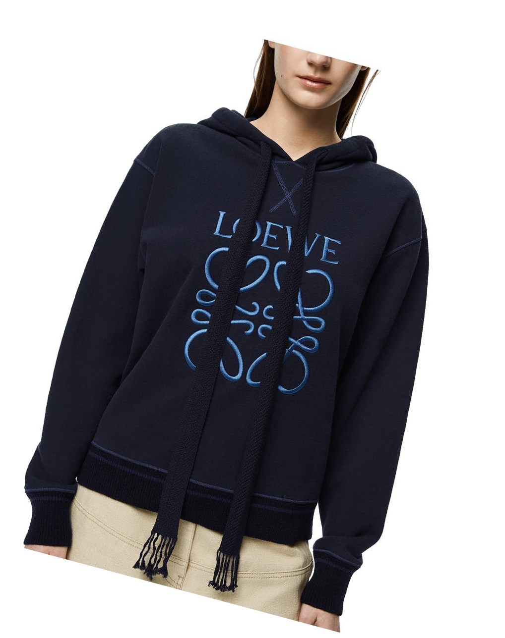 Loewe Anagram hoodie in cotton Bleu Marine Bleu | 1493TUCGD