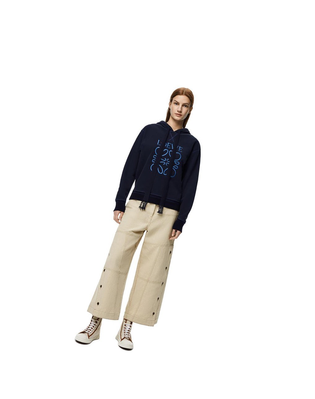 Loewe Anagram hoodie in cotton Bleu Marine Bleu | 1493TUCGD