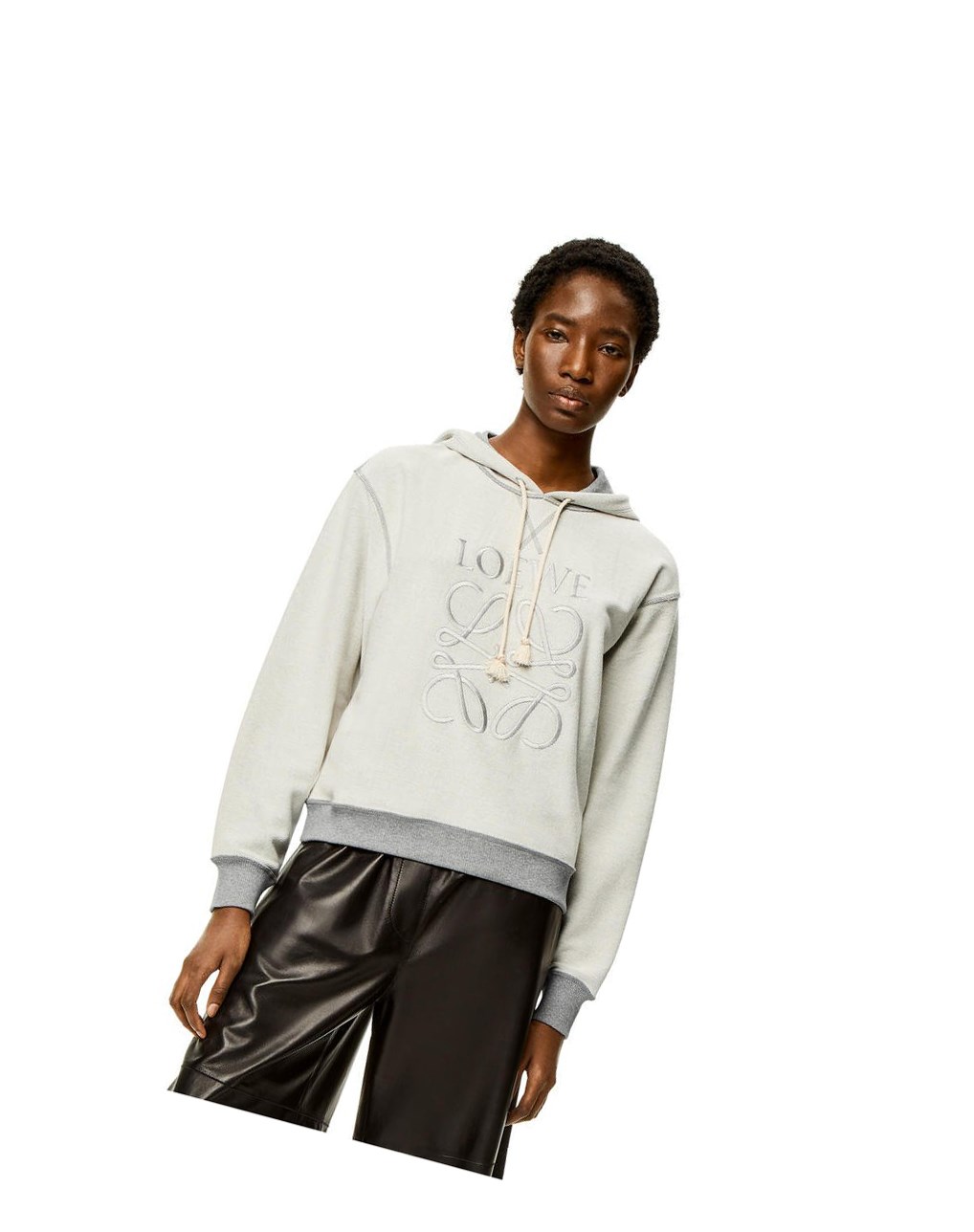 Loewe Anagram hoodie in cotton Grise | 1407DBJLC