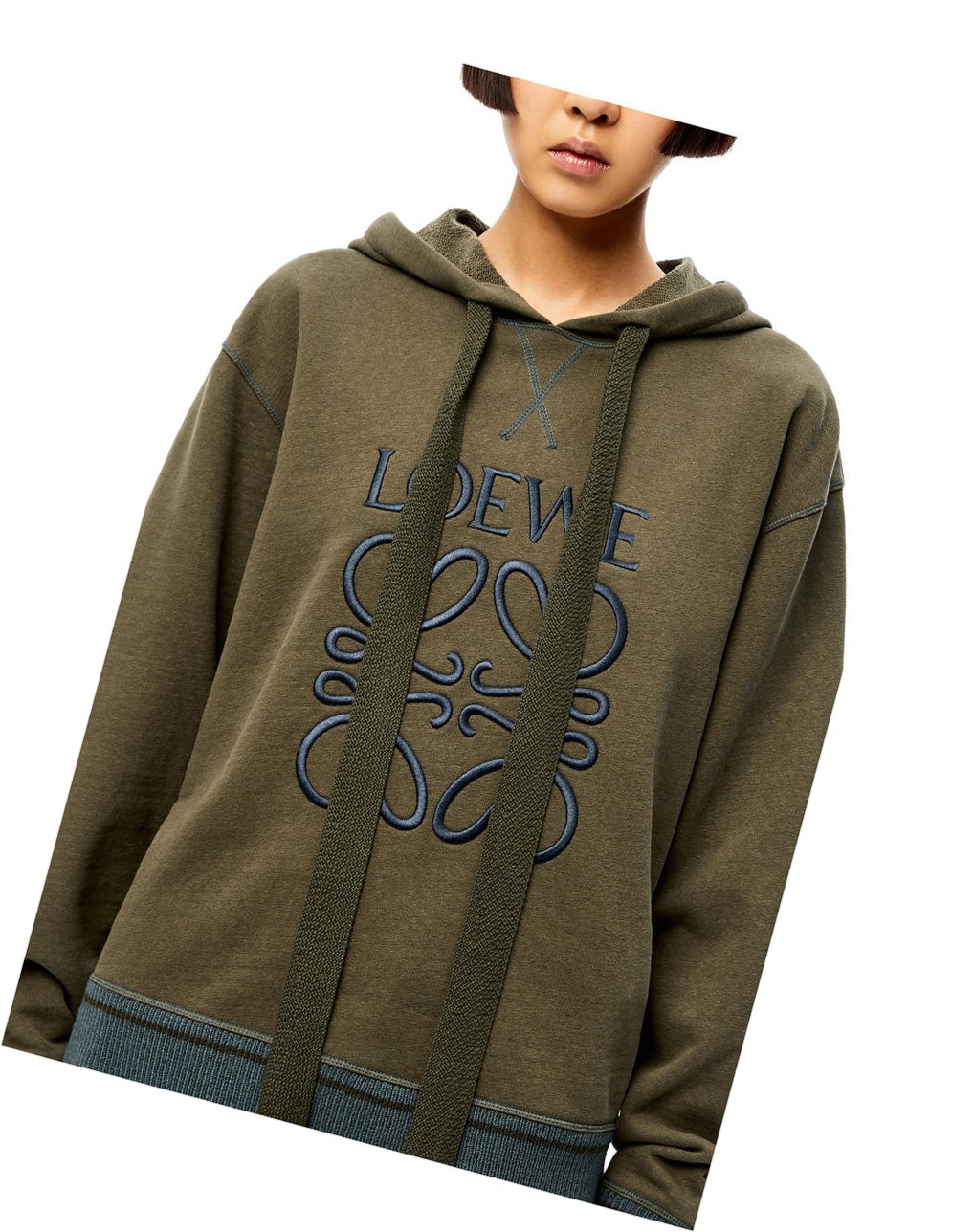 Loewe Anagram hoodie in cotton Vert | 8230YGZAD