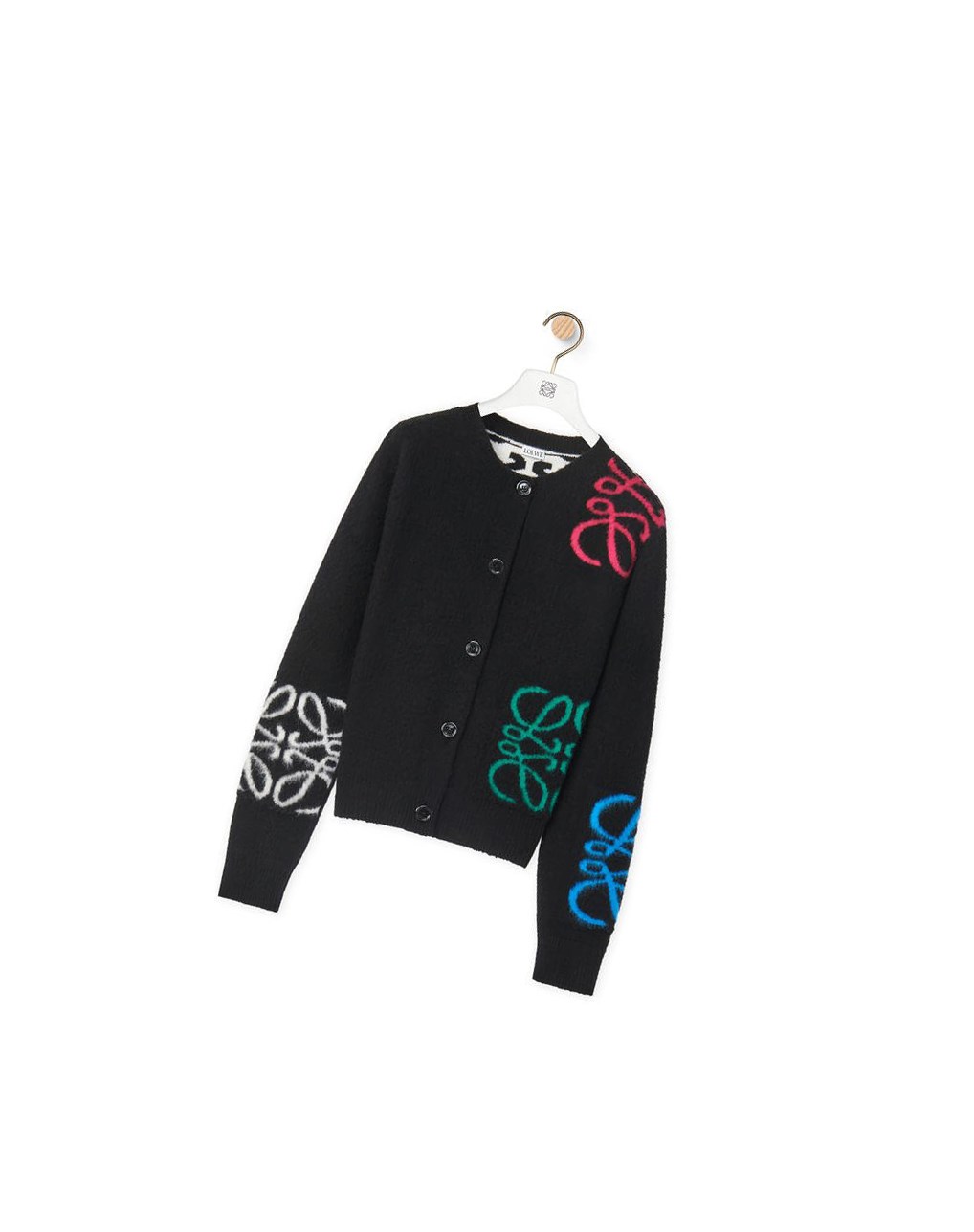 Loewe Anagram intarsia cardigan in wool Noir Multicolore | 2740VNEKA