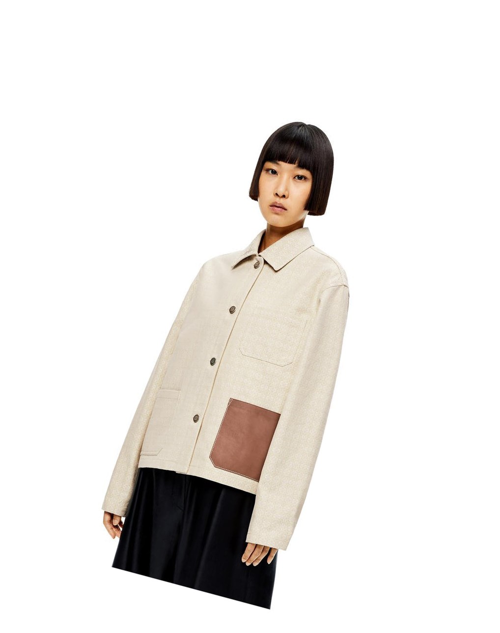 Loewe Anagram jacquard button jacket in cotton Blanche | 6973DVNBR