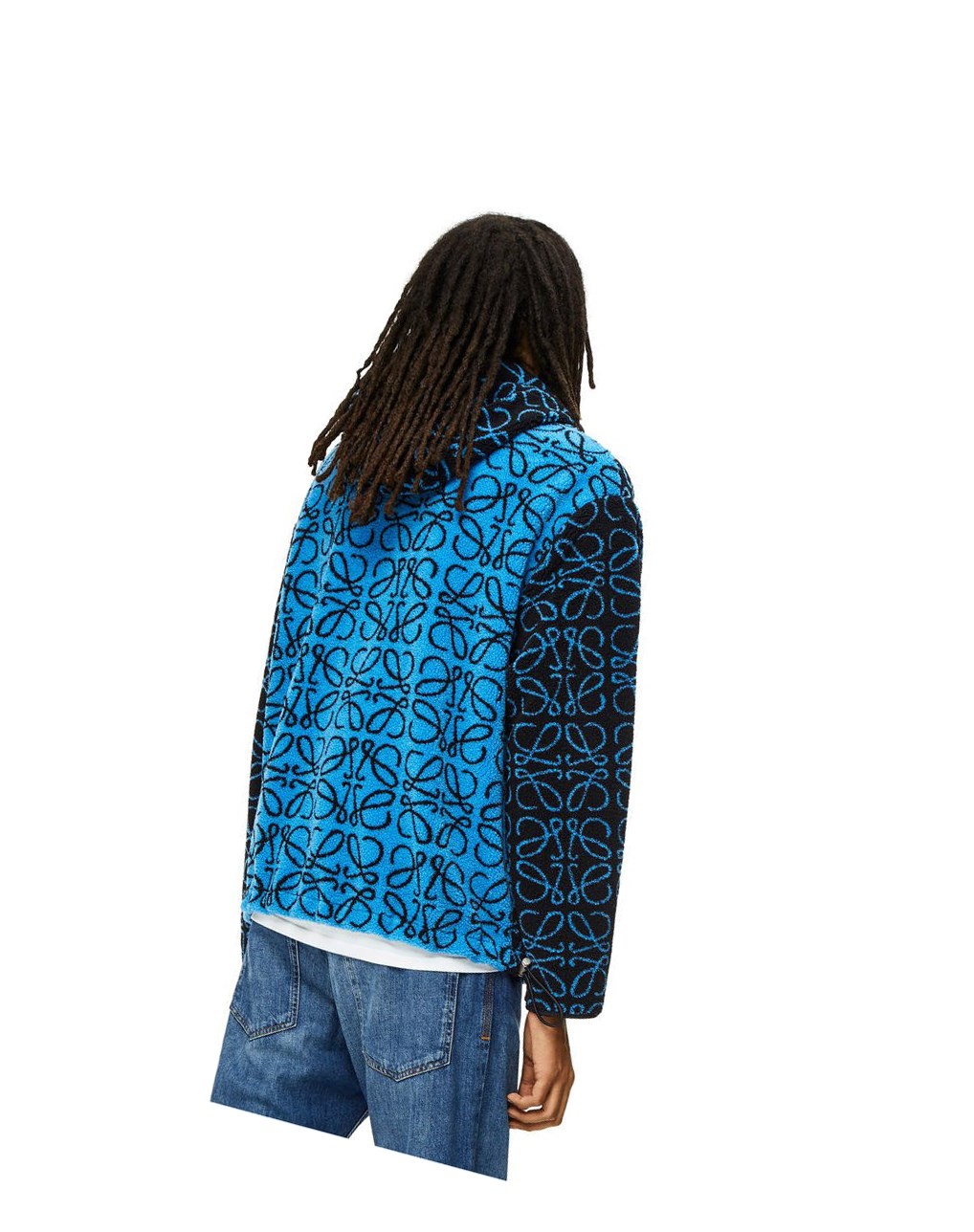 Loewe Anagram jacquard fleece jacket Noir Turquoise | 5267MHIRG