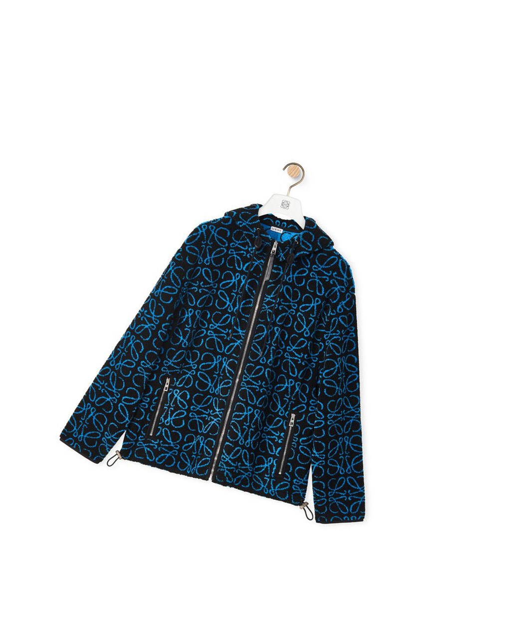 Loewe Anagram jacquard fleece jacket Noir Turquoise | 5267MHIRG