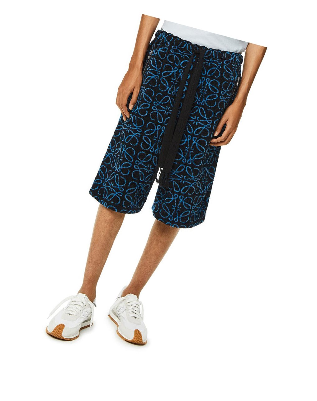 Loewe Anagram jacquard fleece shorts Noir Turquoise | 8705AVNOJ