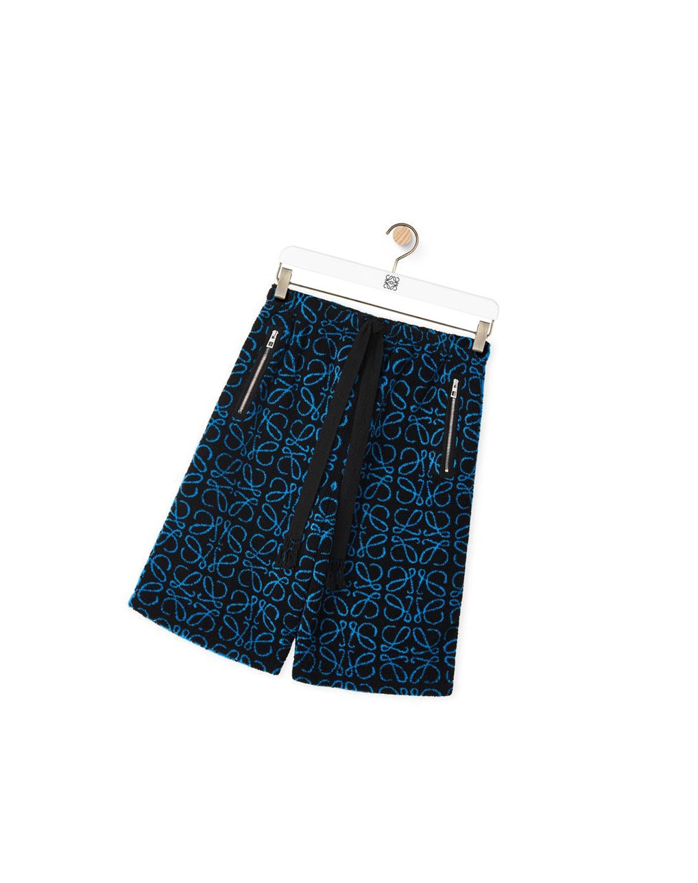 Loewe Anagram jacquard fleece shorts Noir Turquoise | 8705AVNOJ