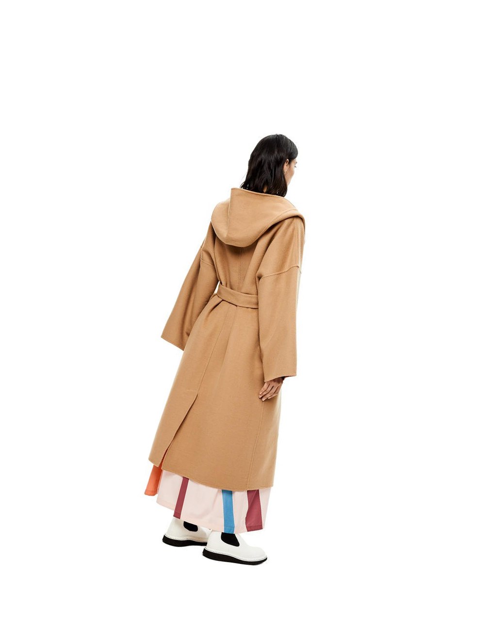 Loewe Anagram jacquard hooded coat in wool Warm Desert / Rust | 4275URYGE