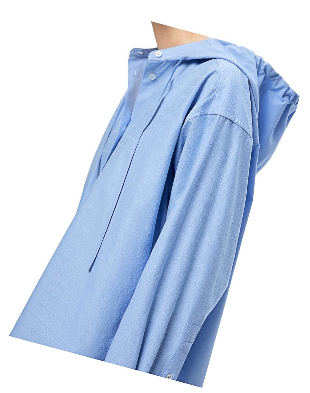 Loewe Anagram jacquard hooded shirt in cotton Bleu | 5906WSDCP