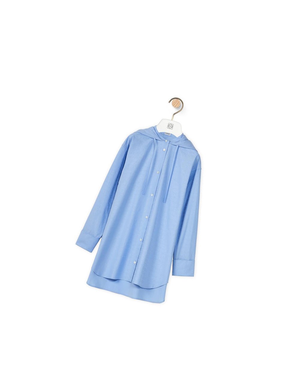 Loewe Anagram jacquard hooded shirt in cotton Bleu | 5906WSDCP