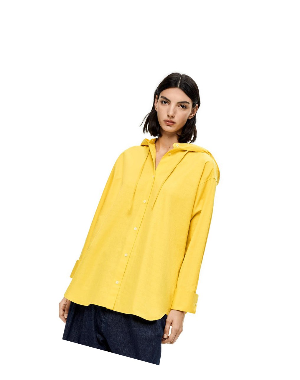 Loewe Anagram jacquard hooded shirt in cotton Jaune | 6523TKFVC