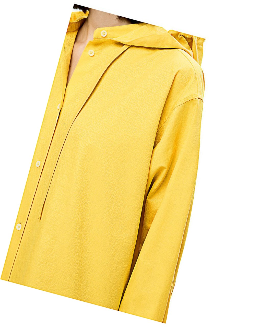 Loewe Anagram jacquard hooded shirt in cotton Jaune | 6523TKFVC