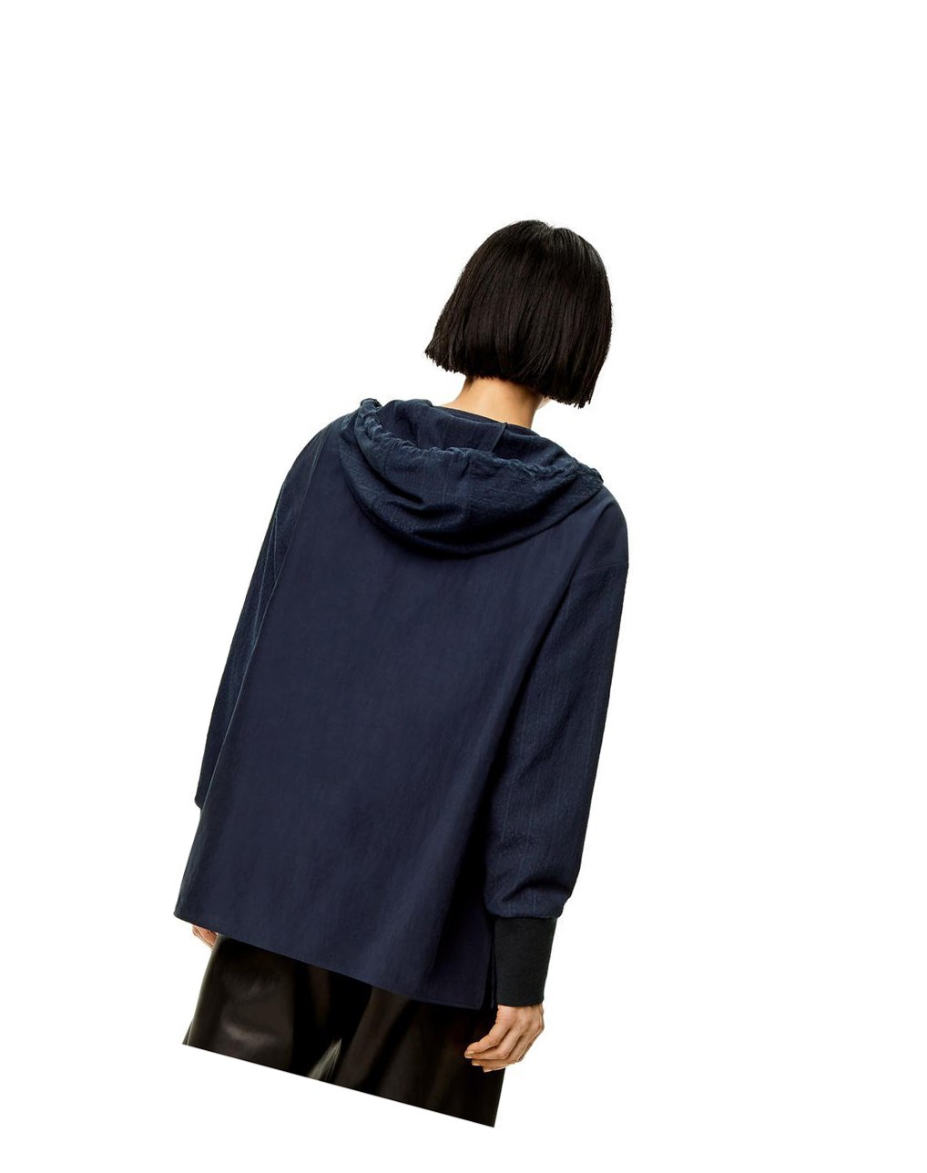 Loewe Anagram jacquard hooded shirt in silk and cotton Night | 4950MIBKS