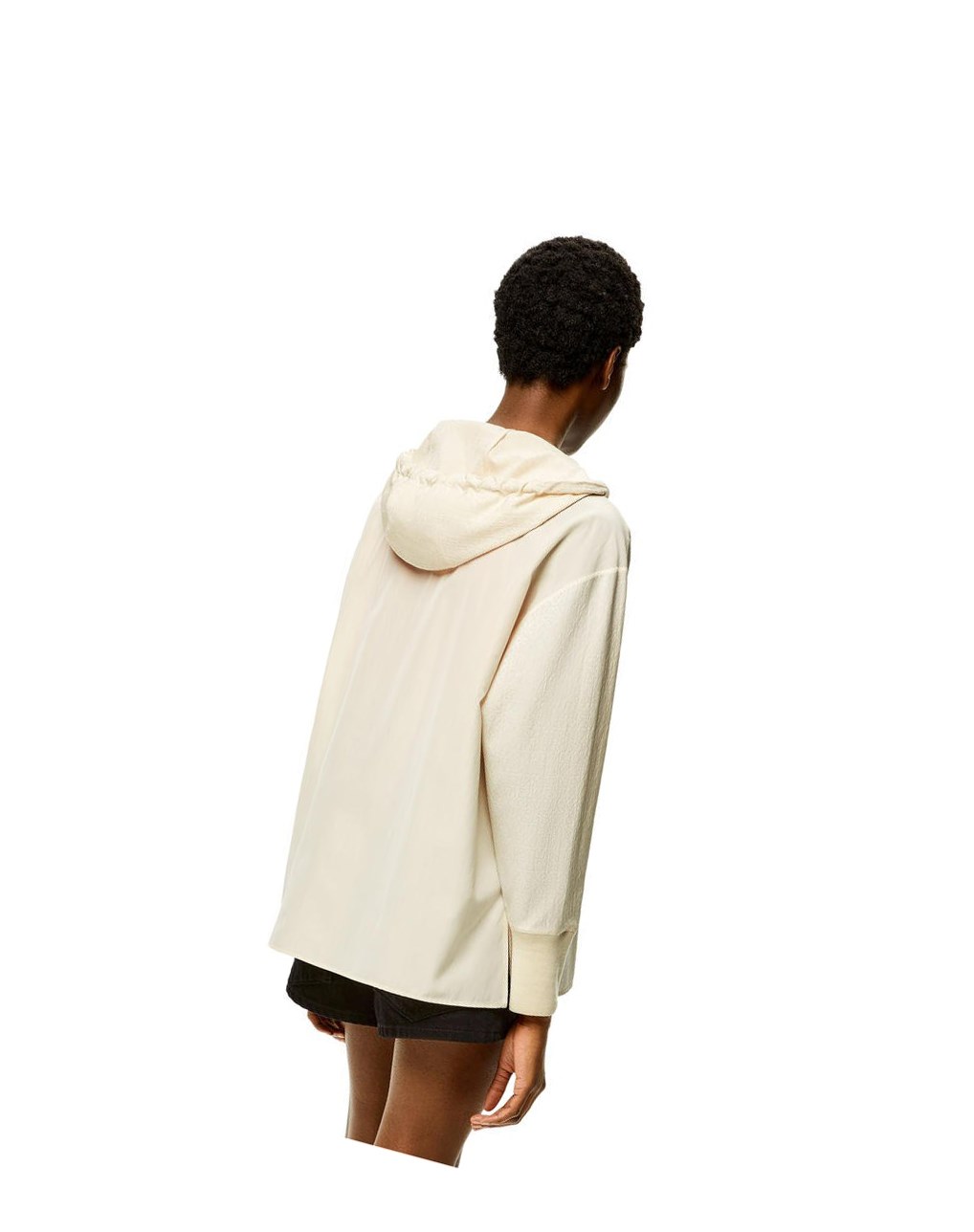 Loewe Anagram jacquard hooded shirt in silk and cotton Ivory | 4983MHTJC