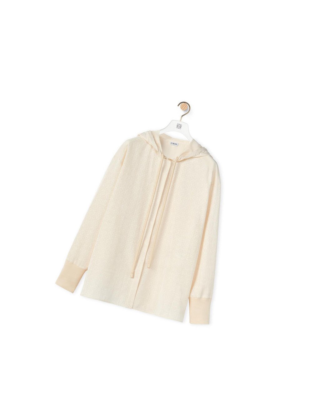 Loewe Anagram jacquard hooded shirt in silk and cotton Ivory | 4983MHTJC