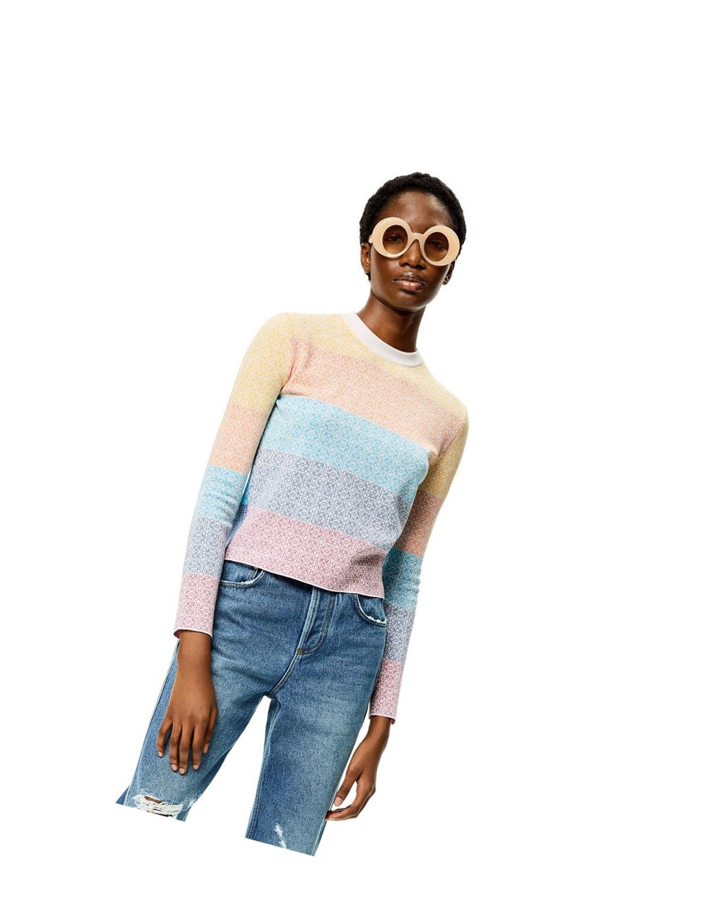 Loewe Anagram jacquard sweater in wool Multicolore | 1238ECIHV