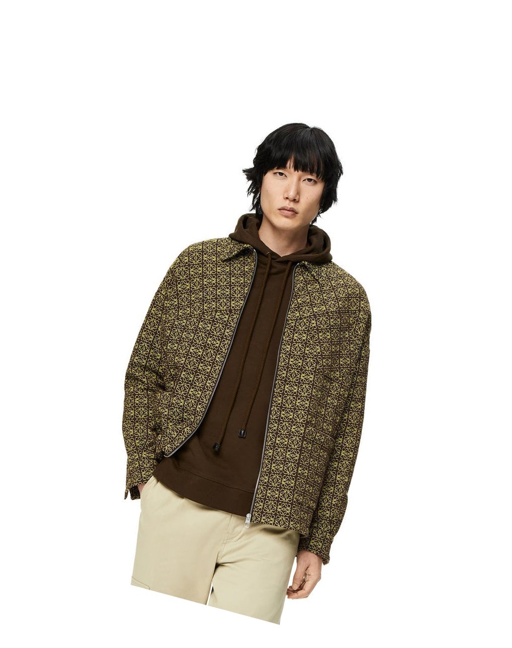 Loewe Anagram jacquard zip jacket in cotton Marron Jaune | 1204QWAMC